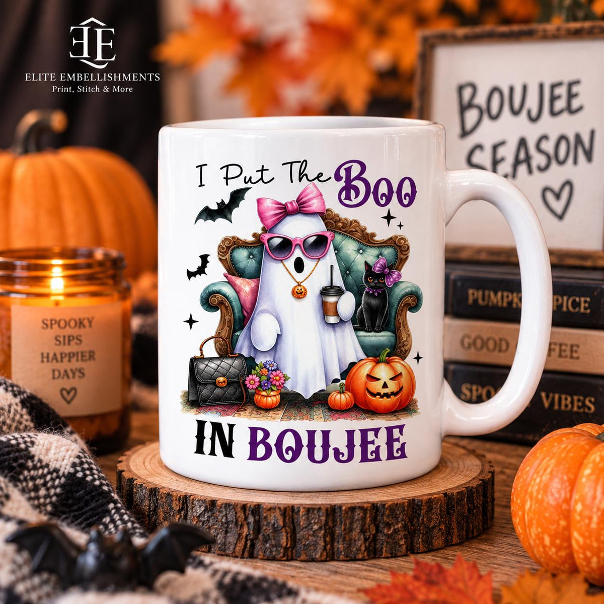 Boujee Halloween Mug 15oz – I Put the Boo in Boujee 15 oz mug