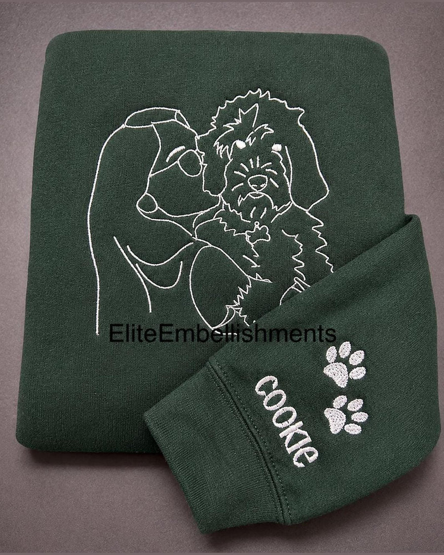 Custom Pet Portrait Embroidered Hoodie & Sweatshirt