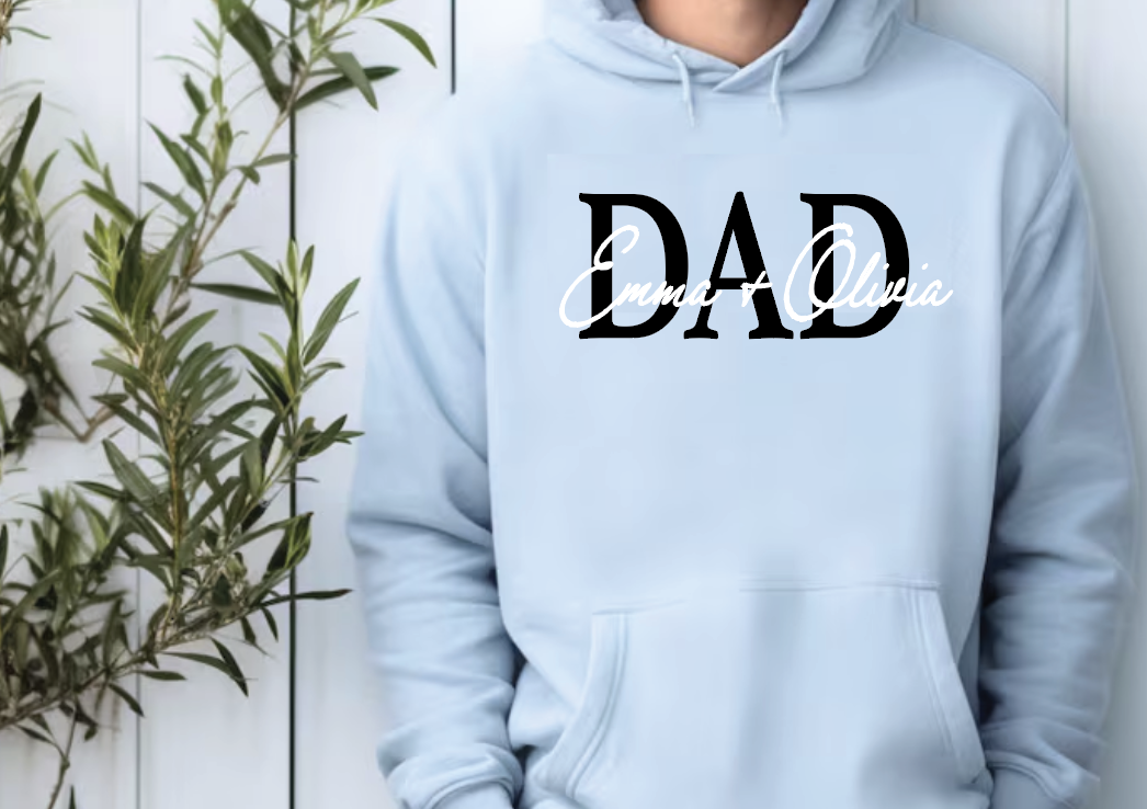 Child Named Custom Typography Father Printed Sweat Tee (Choose Colors)