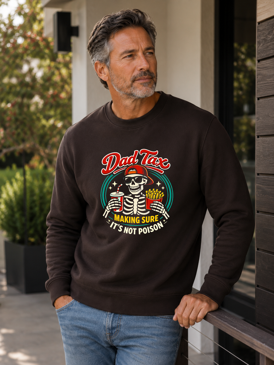 Retro dad tax sweatshirt with skeleton graphic