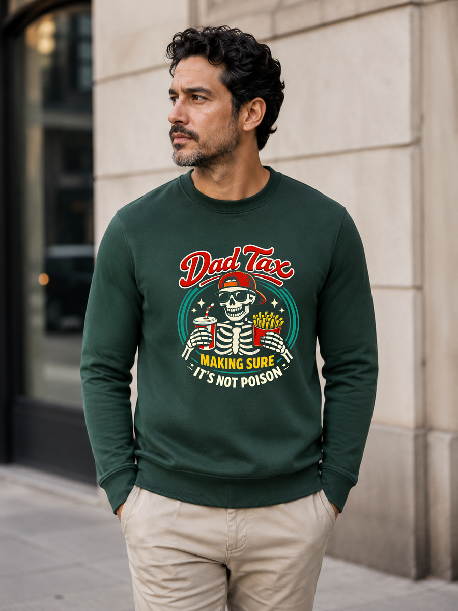 Retro dad tax sweatshirt with skeleton graphic