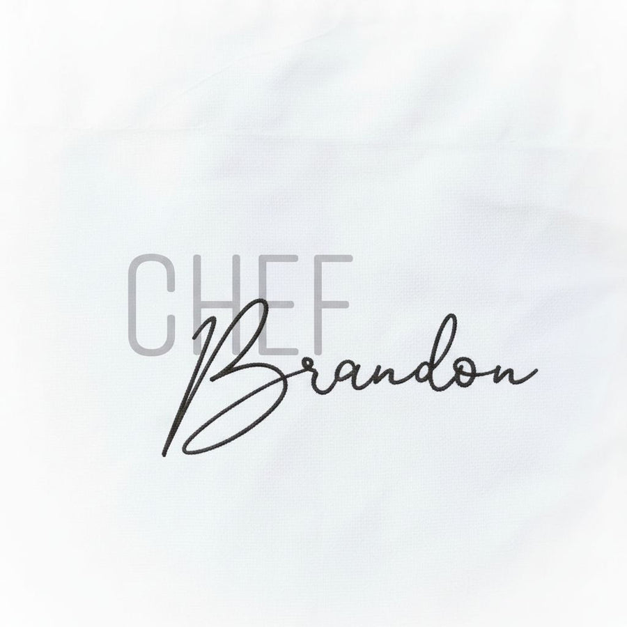 the text "CHEF Brandon" in a cursive font, which is a stylized representation of the name " Brandon".
