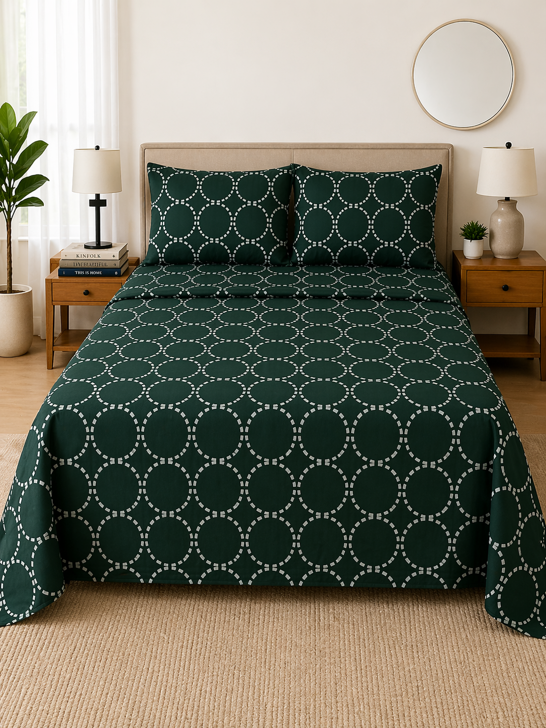 Emerald Circle Microfiber Bedding Set, Bold Modern Sheets — view 2