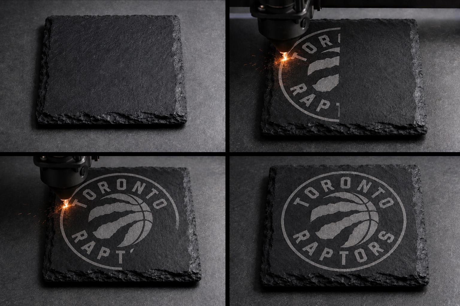 Toronto Raptors Slate Coaster, Engraved Basketball Stone Coaster — view 4