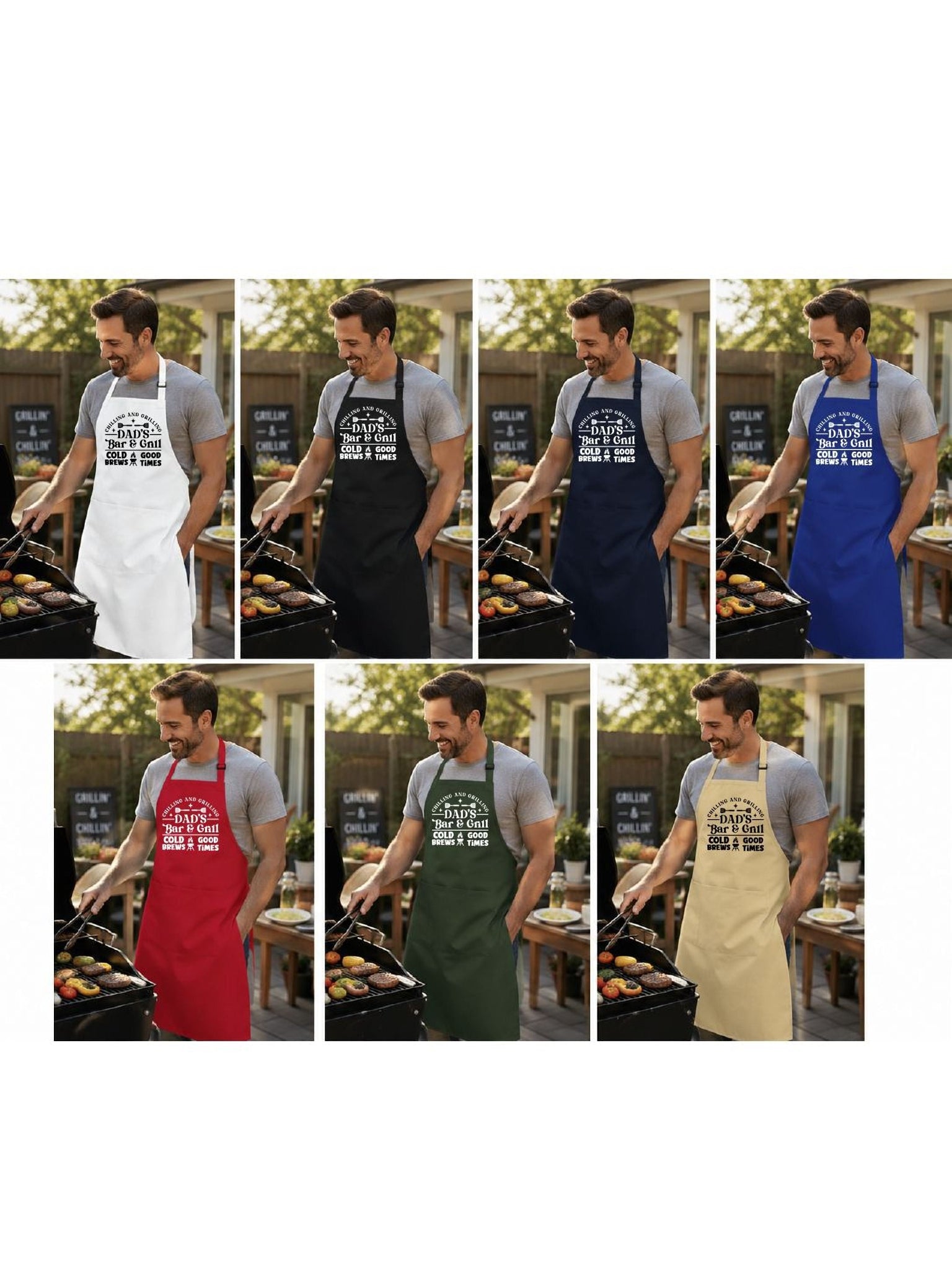 Dad’s Bar & Grill Apron, Funny BBQ Apron for Dad, Father’s Day Grill Gift — view 5