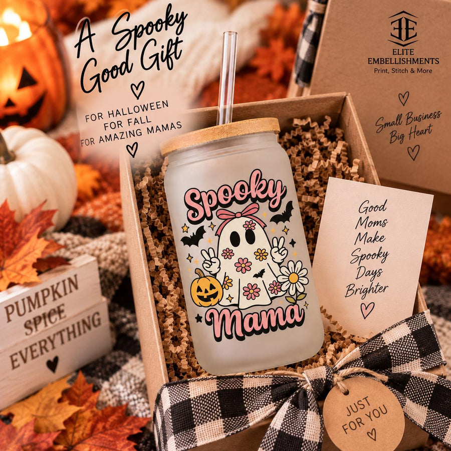 Spooky Mama 16 oz Glass Tumbler