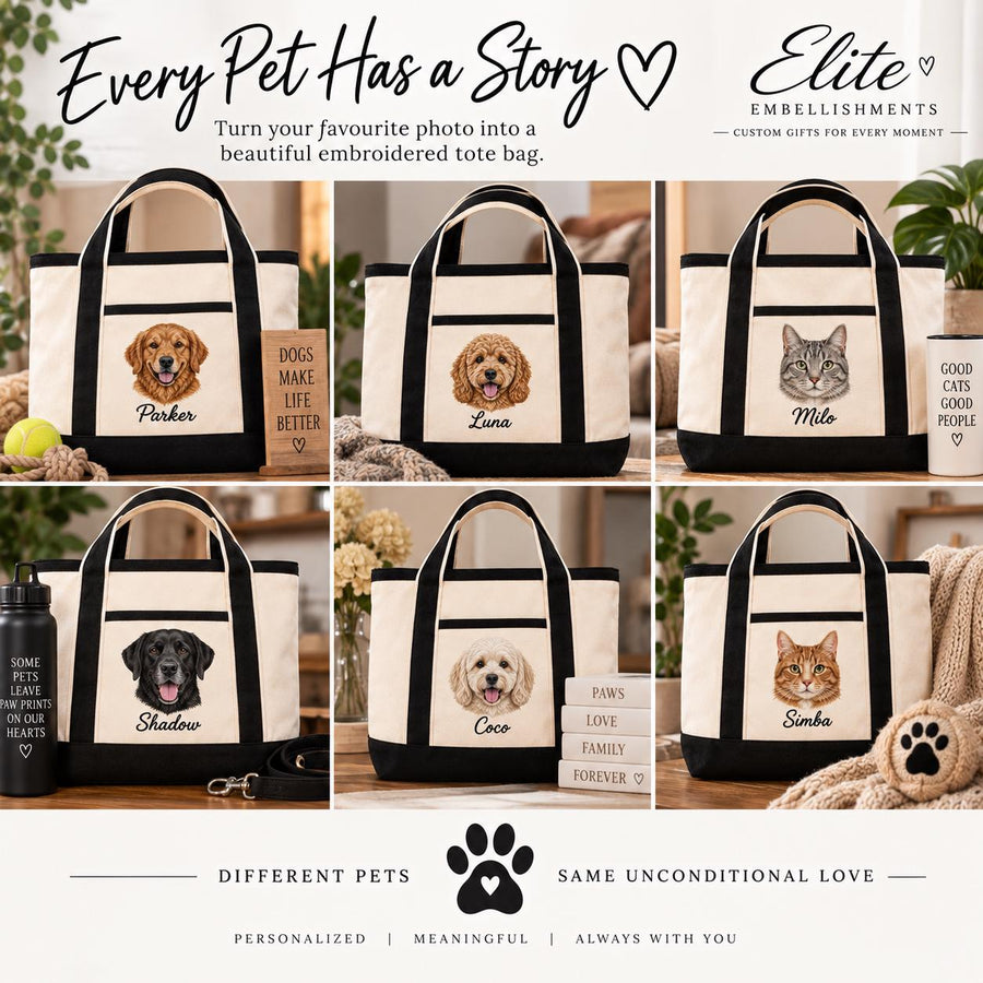 Personalized Pet Portrait Tote Bag – Custom Pet Photo