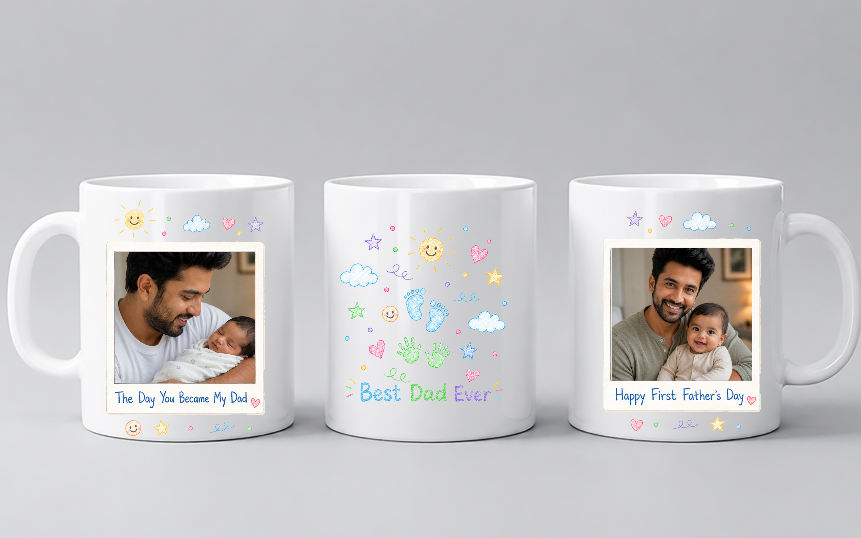 Personalized First Father’s Day Photo Mug, Custom Dad Picture Coffee Mug