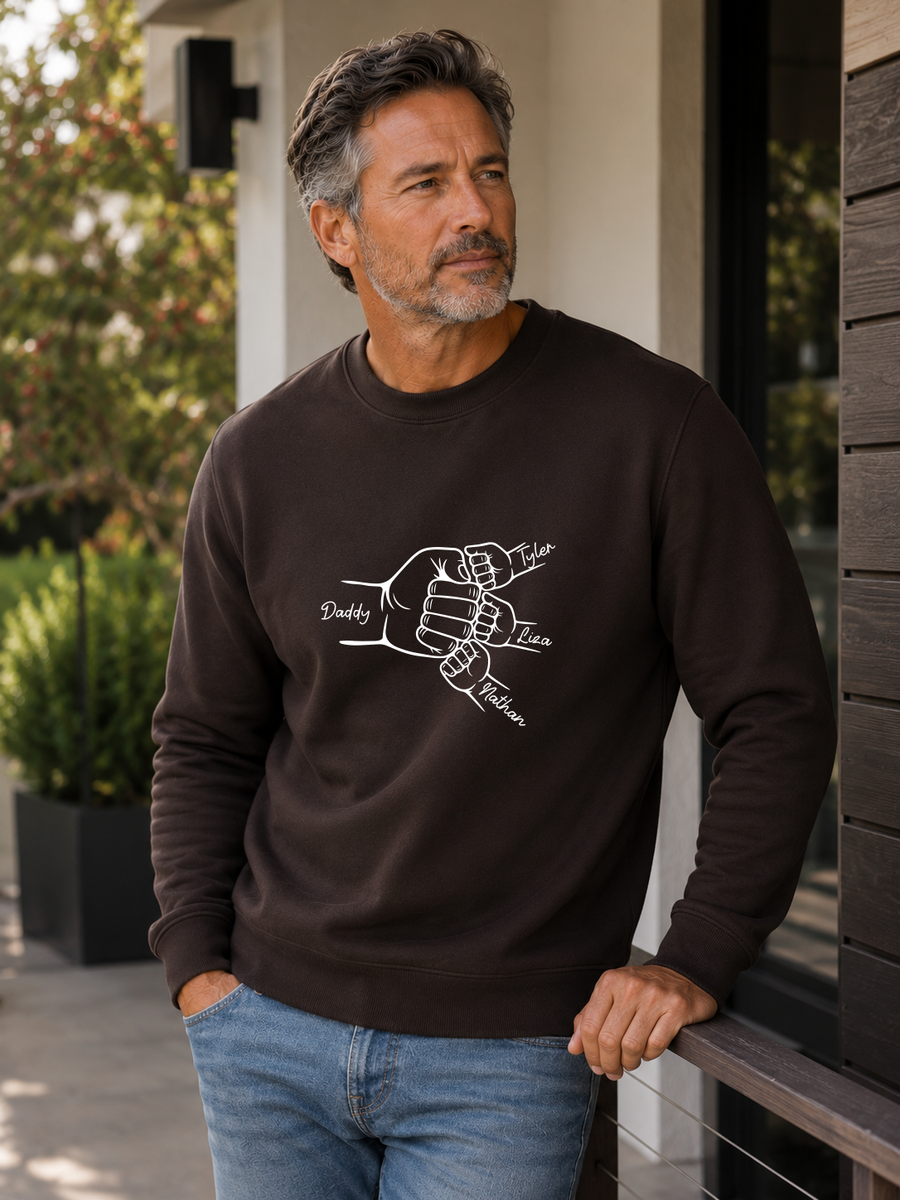 Custom Family, Dad Fist Bump Gift for Fathers, T-Shirt, Crewneck, Hoodie — view 6