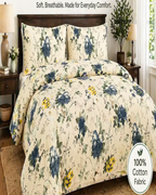 Ivory Garden Floral Bedding Set, Soft 100% Cotton Elegant Bedsheets — view 2