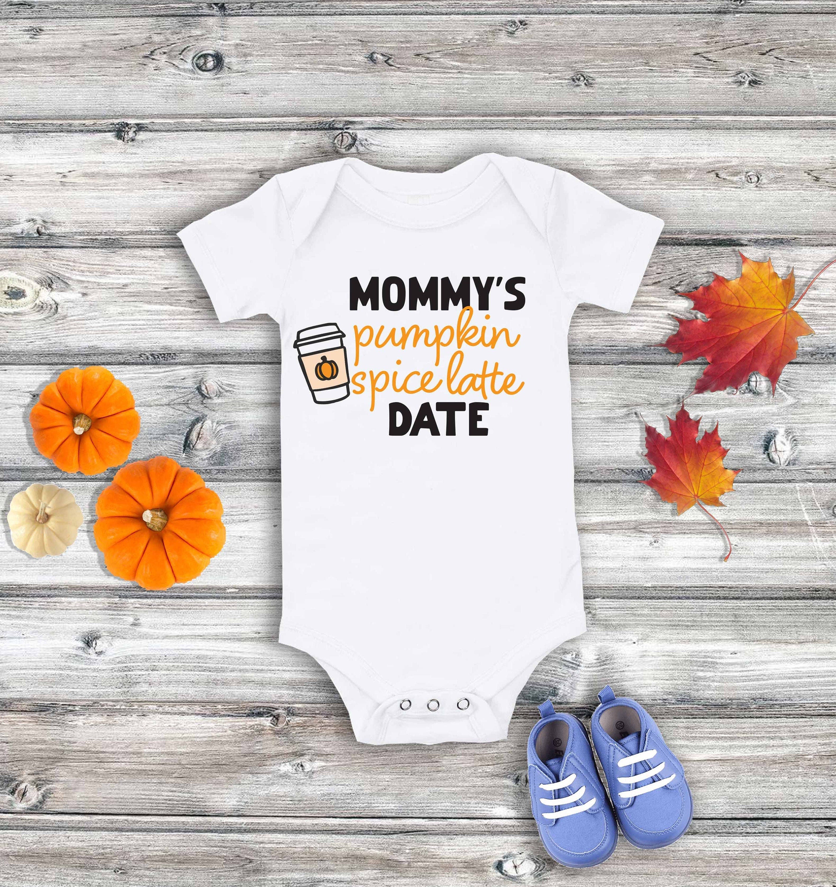Baby Onesie: Pumpkin Spice Latte Design - Fall Themed Cotton Bodysuit