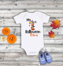 First Halloween Baby Onesie - Custom Name Pumpkin Design