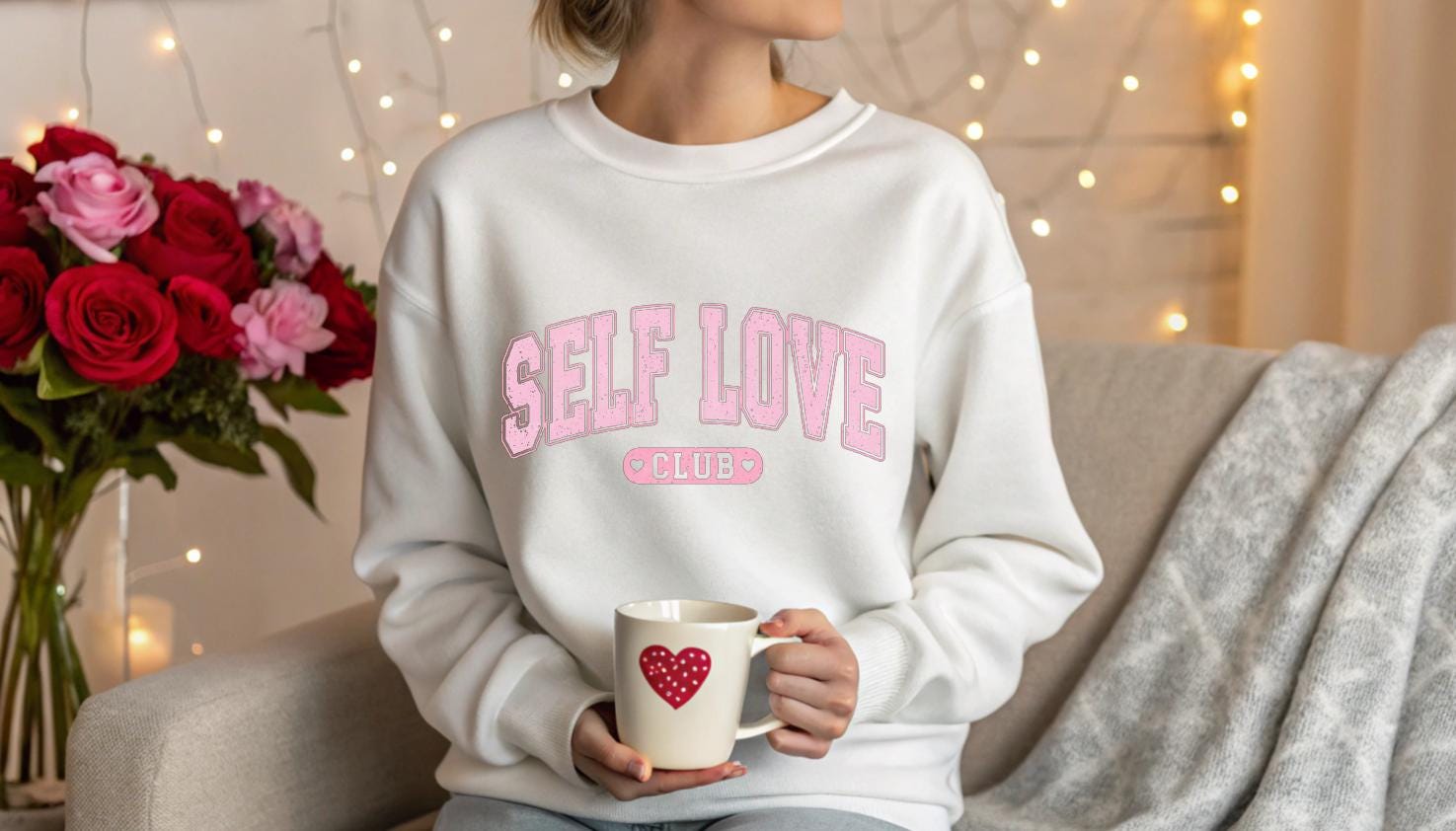 Self Love Club Sweatshirt, Premium Valentines Sweater, Soft Cotton Pullover