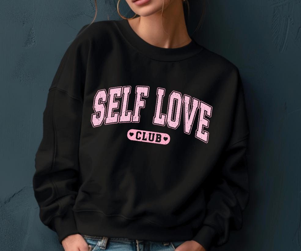 Self Love Club Sweatshirt, Premium Valentines Sweater, Soft Cotton Pullover — view 2