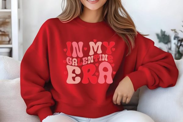 Valentine Sweatshirt, Cute Galentine Hoodie For Women, Soft Cotton Pullover — view 4