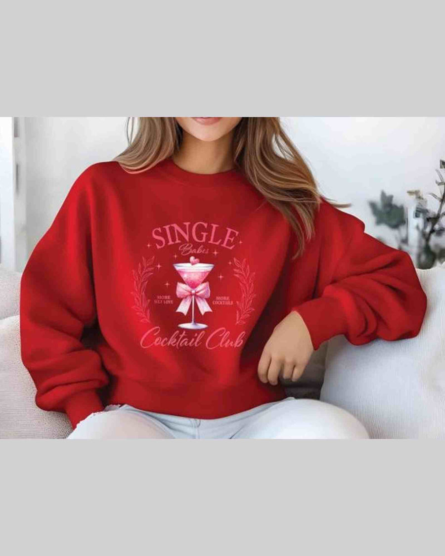 Valentine Sweatshirt, Single Babes Cocktail Club Cozy Cotton Holiday Top — view 4