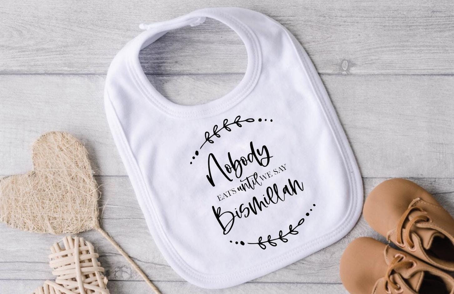 Nobody Eats Until We Say Bismillah Baby Bib, Muslim Baby Gifts, Baby Shower Gift, Islamic Gift, Muslim Bib, Bismillah Bib, Baby Bib Islamic