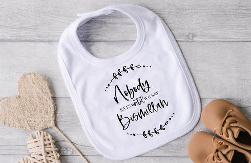 Nobody Eats Until We Say Bismillah Baby Bib, Muslim Baby Gifts, Baby Shower Gift, Islamic Gift, Muslim Bib, Bismillah Bib, Baby Bib Islamic