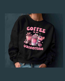 Valentine Sweatshirt, Coffee Lover Crew Neck Soft Cotton Casual Wear — view 2