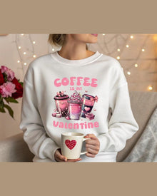 Valentine Sweatshirt, Coffee Lover Crew Neck Soft Cotton Casual Wear — view 6