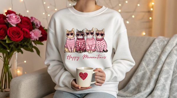 Valentines Kitten Sweater, Cozy Cat Sweater, Soft Pet Winter Clothing — view 3