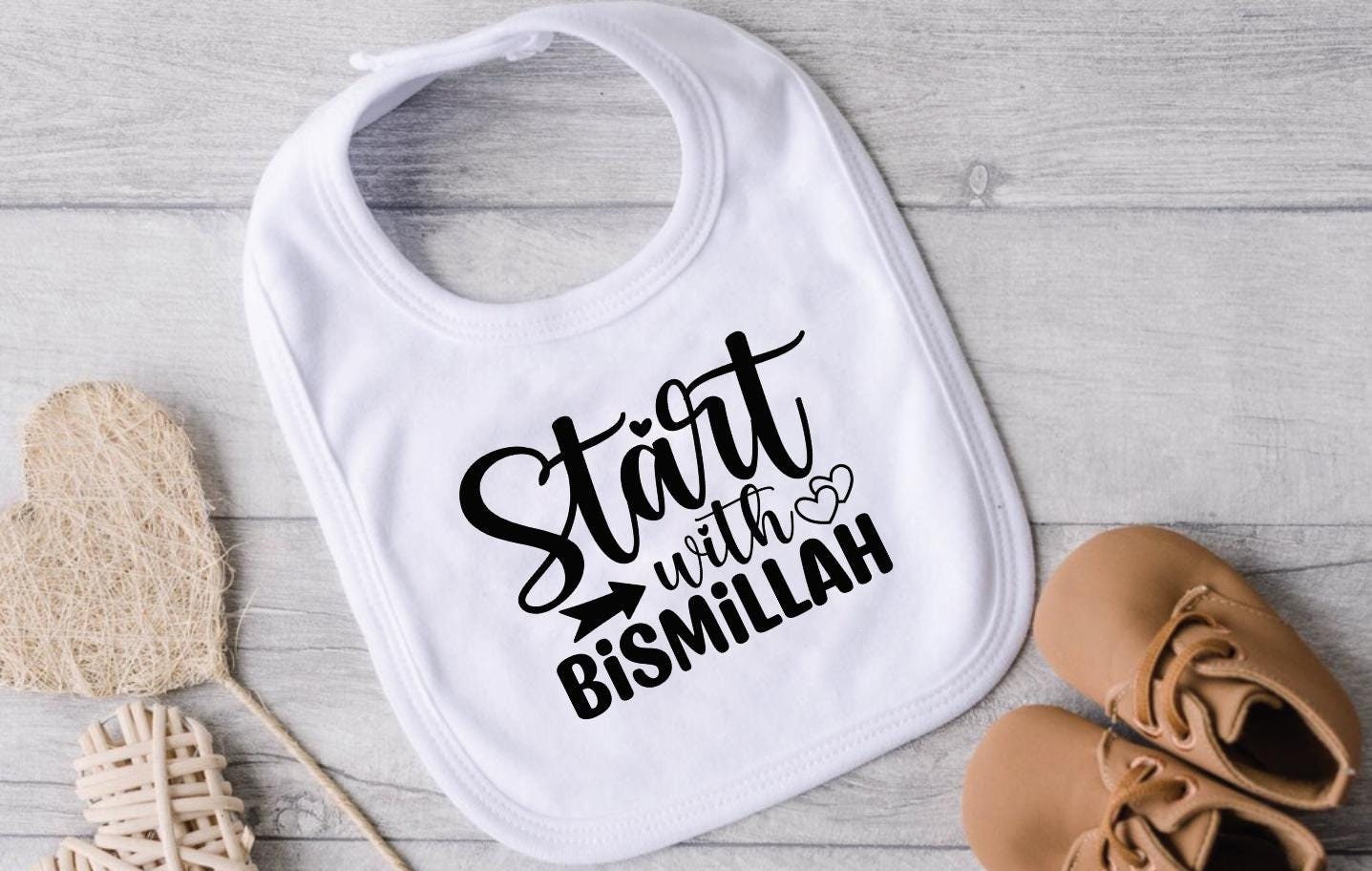 Start with Bismillah Baby Bib: Islamic Muslim Gift