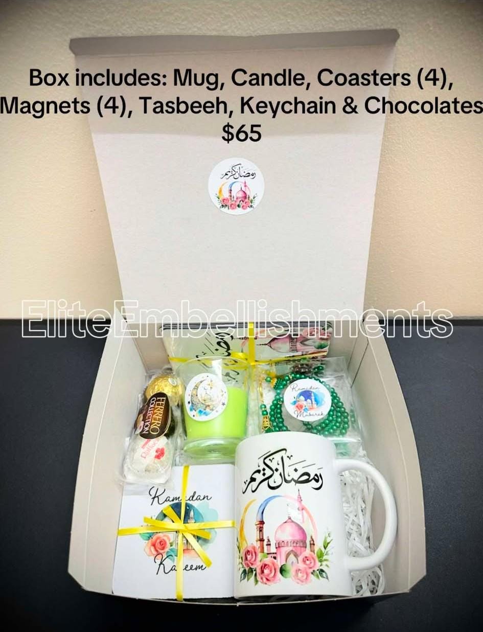 Ramadan Mubarak Gift Box, Mug, Islamic Gift Box, Coasters, Magnet, Candle, Keychain, Coasters, Muslim Gift, Islamic Gift, Ramadan Gift