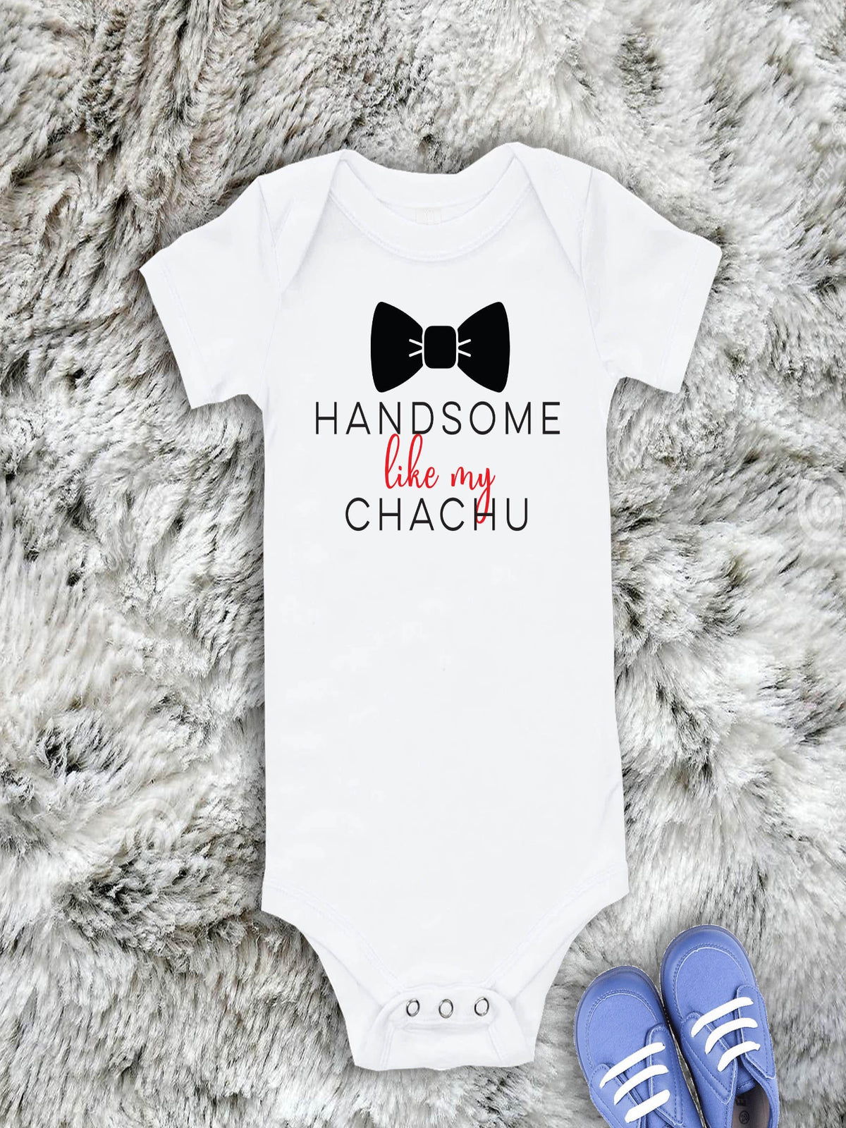 Handsome Like Chachu Onesie: Desi Baby Bodysuit (Short Sleeve)