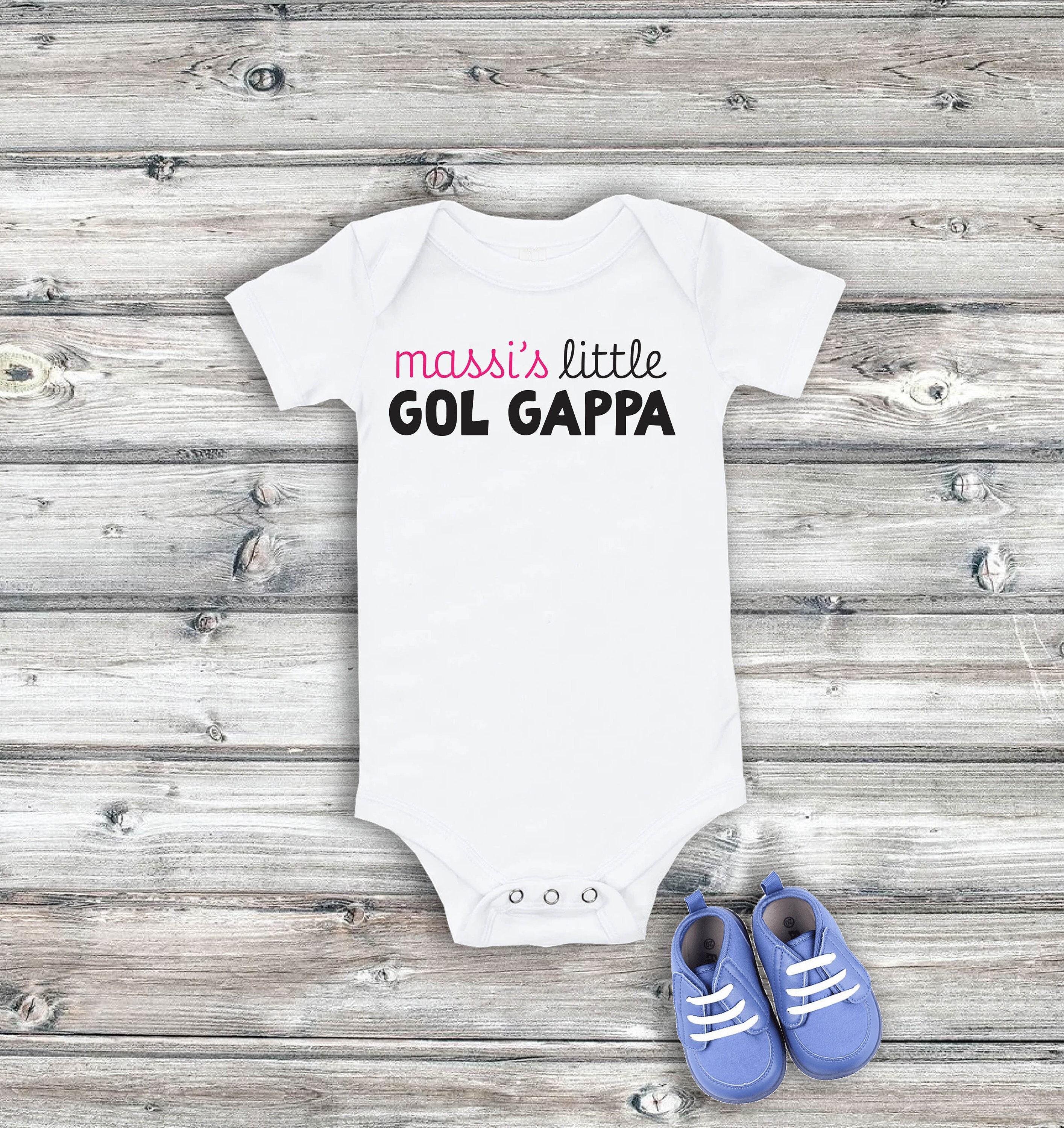 Massi Baby Bodysuit - Gol Gappa Design, White Cotton