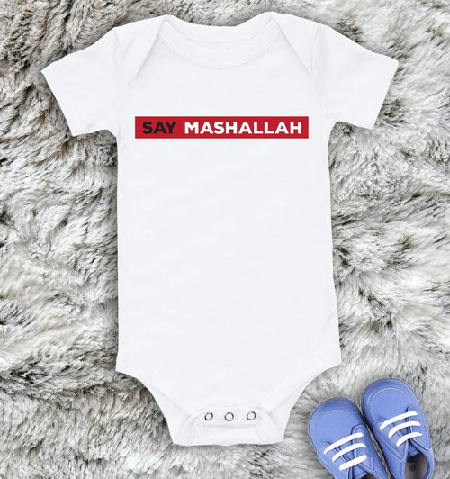 Baby Onesie: Say Mashallah Design - Soft Cotton Bodysuit