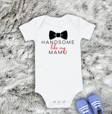 Desi Baby Onesie - 'Handsome Like My Mamu' White Cotton Bodysuit