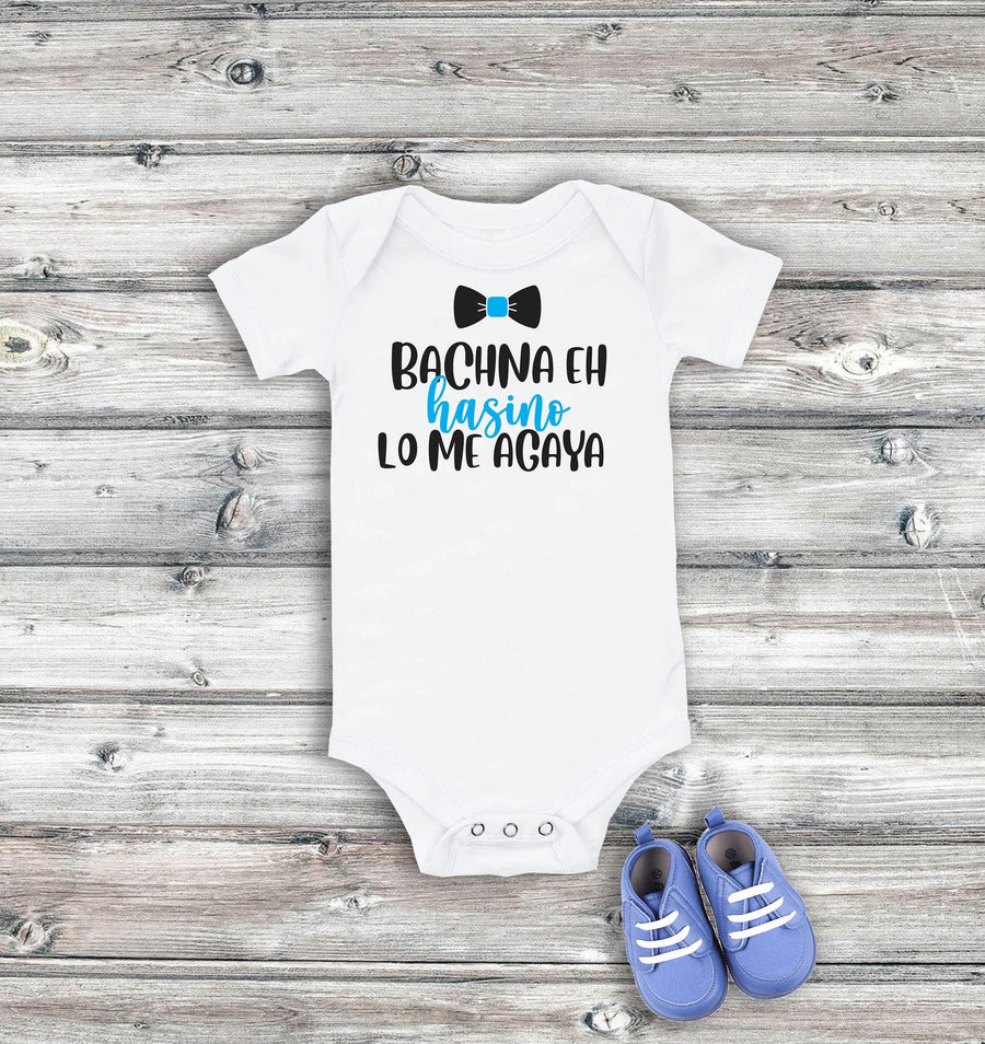 Desi Baby Onesie Bachna Ae Hasino - White Cotton Short Sleeve