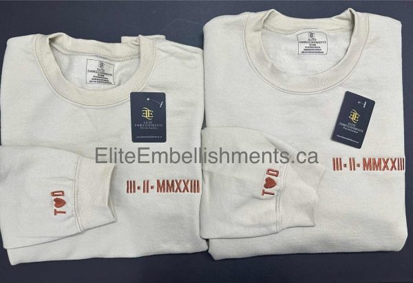 Couples Roman Numeral Hoodie - Custom Date Embroidery