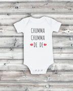 Hindi Baby Bodysuit: Funny Bollywood Quote (Short Sleeve White)