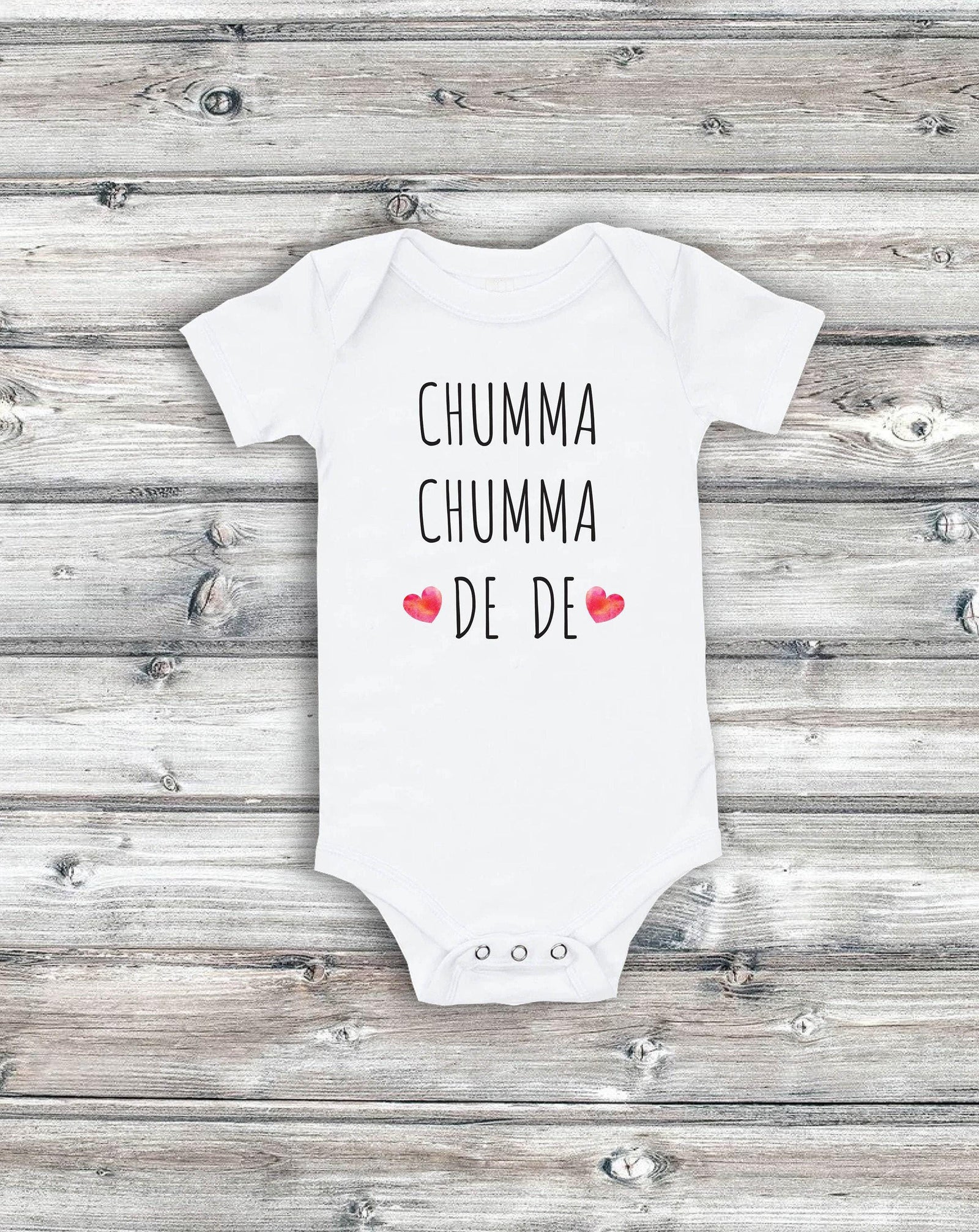 Hindi Baby Bodysuit: Funny Bollywood Quote (Short Sleeve White)