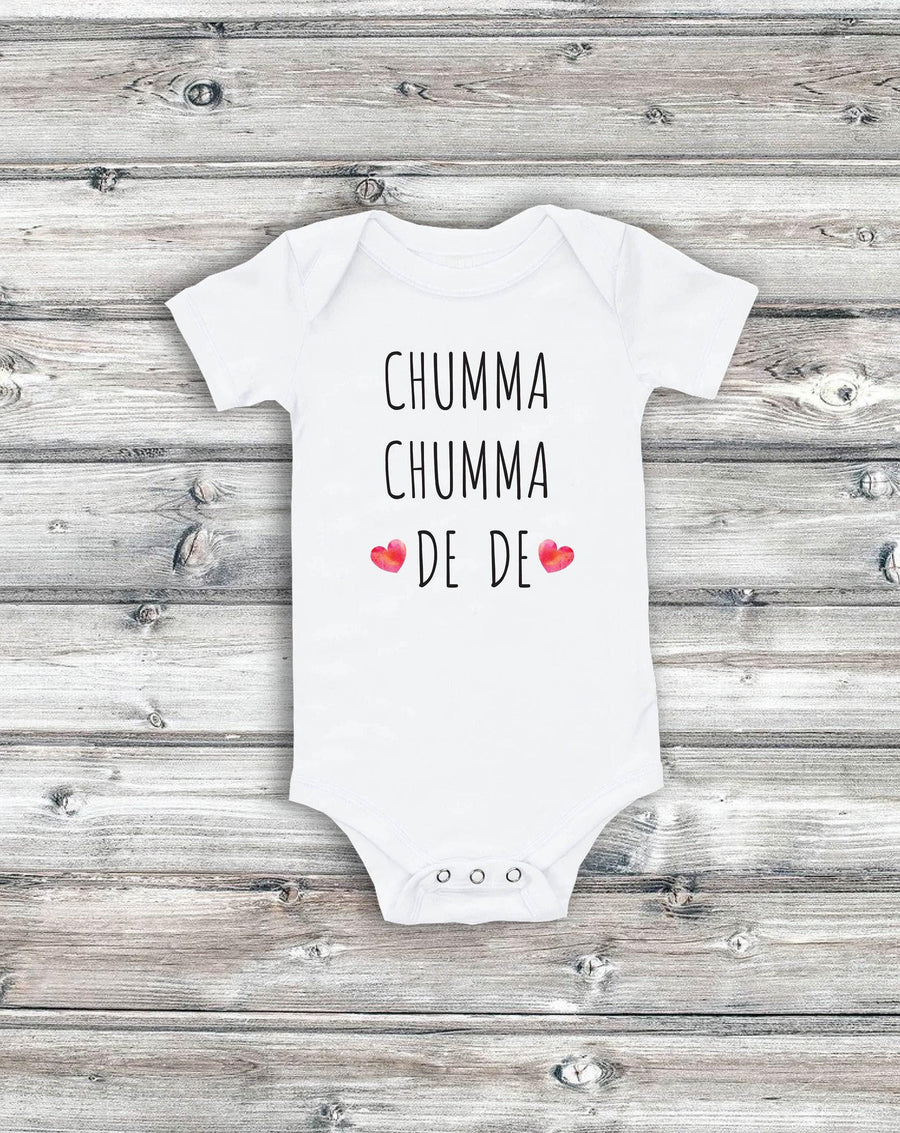 Hindi Baby Bodysuit: Funny Bollywood Quote (Short Sleeve White)