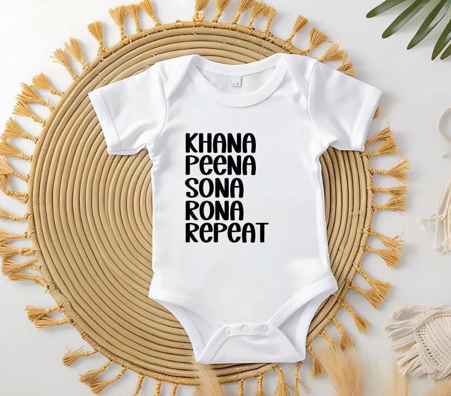 Baby Bodysuit: Khana Peena Sona Rona - Desi Style