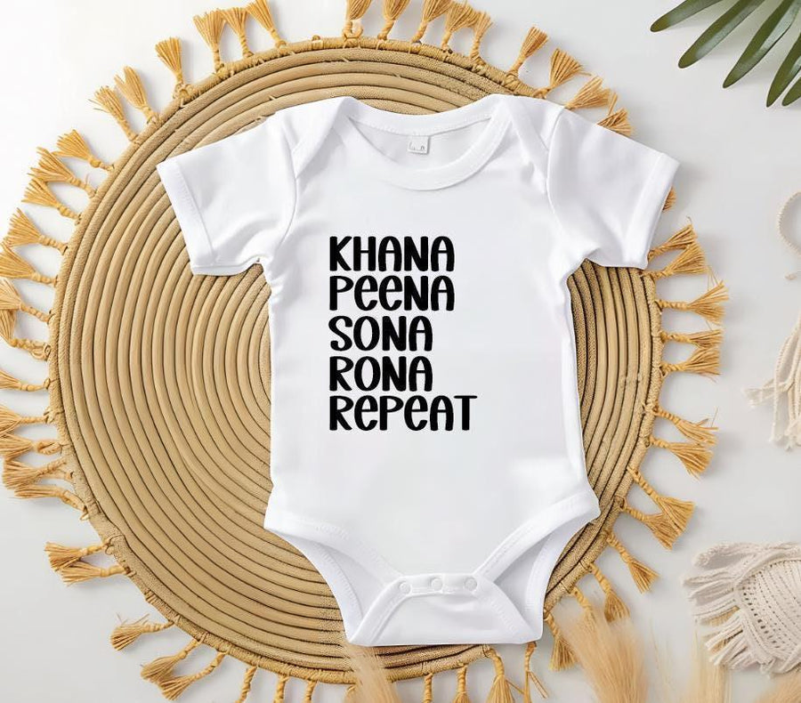 Baby Bodysuit: Khana Peena Sona Rona - Desi Style