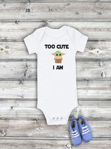 Star Wars Baby Onesie, Baby Yoda, Too Cute I Am (Newborn-18 Months)