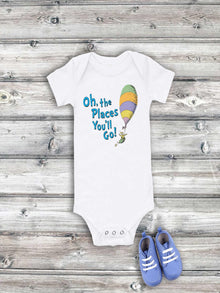 Dr Seuss Baby Onesie: Oh the Places You'll Go Design