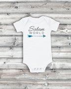 Cute Muslim Baby Onesie, White Cotton (Short Sleeve, Newborn-18 Months)