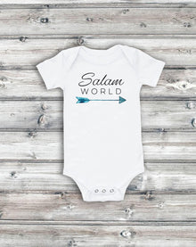 Cute Muslim Baby Onesie, White Cotton (Short Sleeve, Newborn-18 Months)