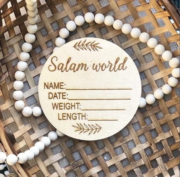 Personalized Baby Name Disc: Wooden Birth Announcement, 4 Inch