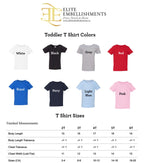 a collection of toddler T-shirt colors and sizes, providing a visual guide for parents and caregivers to choose the appropriate shirt for their child.