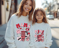 Matching Mom Daughter Sweatshirts, Slim Fit Waffle Knit Cozy Tops