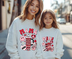 Matching Mom Daughter Sweatshirts, Slim Fit Waffle Knit Cozy Tops