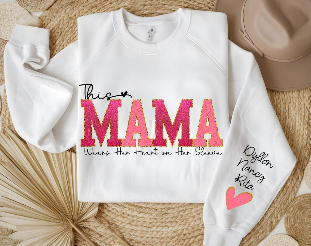 Mama Sweatshirt, Custom Kids Names Personalized Family Shirt Cozy Cotton Pullover — view 4