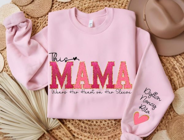 Mama Sweatshirt, Custom Kids Names Personalized Family Shirt Cozy Cotton Pullover — view 2