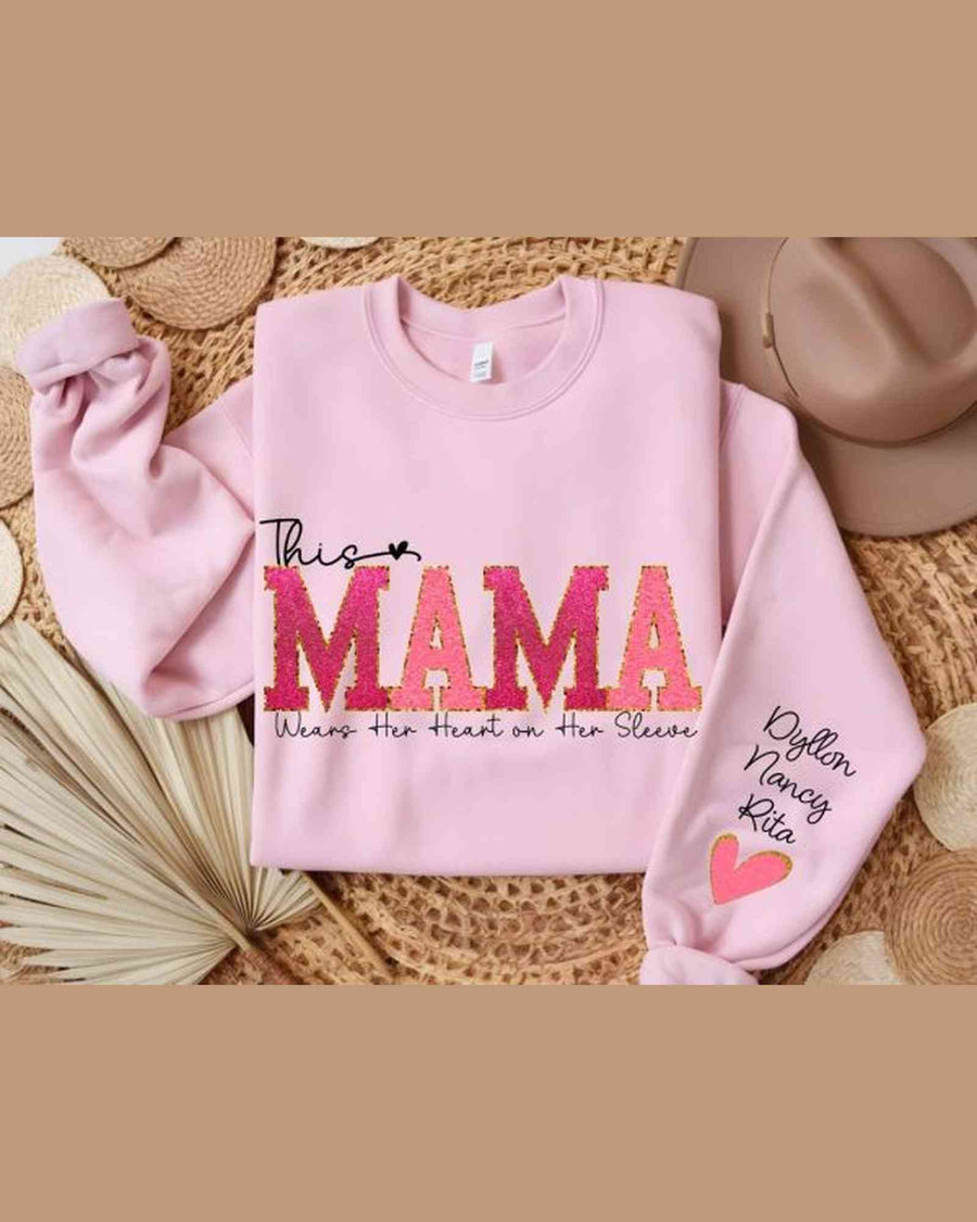 Mama Sweatshirt, Custom Kids Names Personalized Family Shirt Cozy Cotton Pullover — view 2