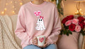 Valentine Ghost waffle fabric hoodie with ghost design, back pocket detail